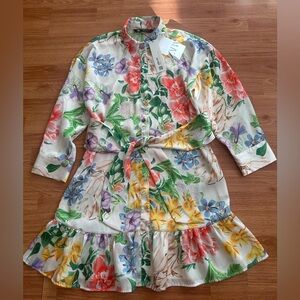 Zara floral satin dress size Small